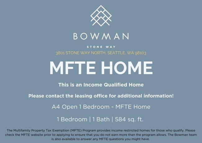 A4 Open 1 Bedroom MFTE 214 floor plan